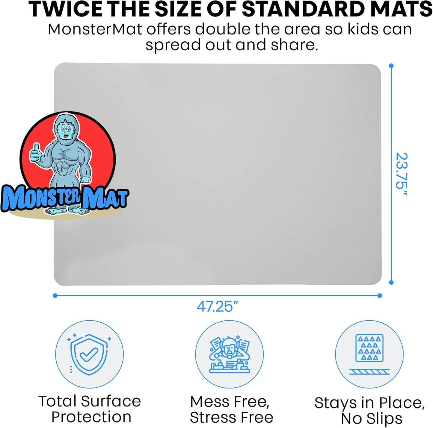 Extra Large Silicone Craft Mat 48x24 Inch – Heat Resistant Table Protector, Non-Slip Surface for Painting, DIY, Clay, Bakin, Easy Clean, Rolls Up – Use as Floor or Cutting Mat by MonsterMat