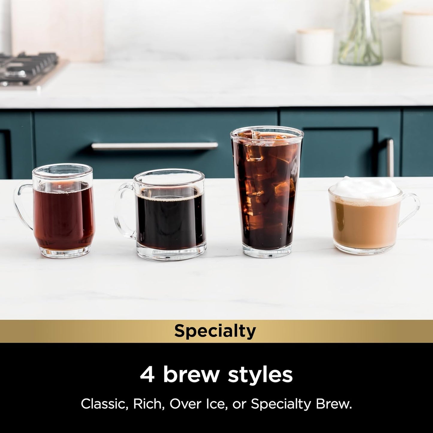 Ninja Pod & Grounds Specialty Single-Serve Coffee Maker, K-Cup Pod Compatible, Brews Grounds, Compact Design, Built-In Milk Frother, 56-oz. Reservoir, 6-oz. Cup to 24-oz. Mug Sizes, Stone, PB051ST