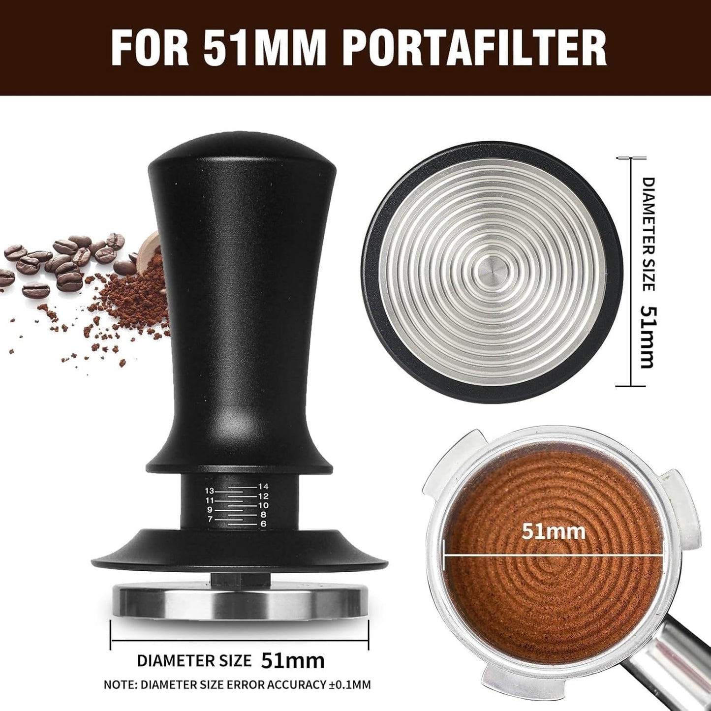 Gmnuiy22 PCS 51mm Coffee Tamper ，Espresso Accessories，Barista Kit with Espresso Tamper ，Frothing Pitcher，WDT Tool，Coffee Stirrer，Tamper Mat ，Coffee Stencils ， Latte Art Pen