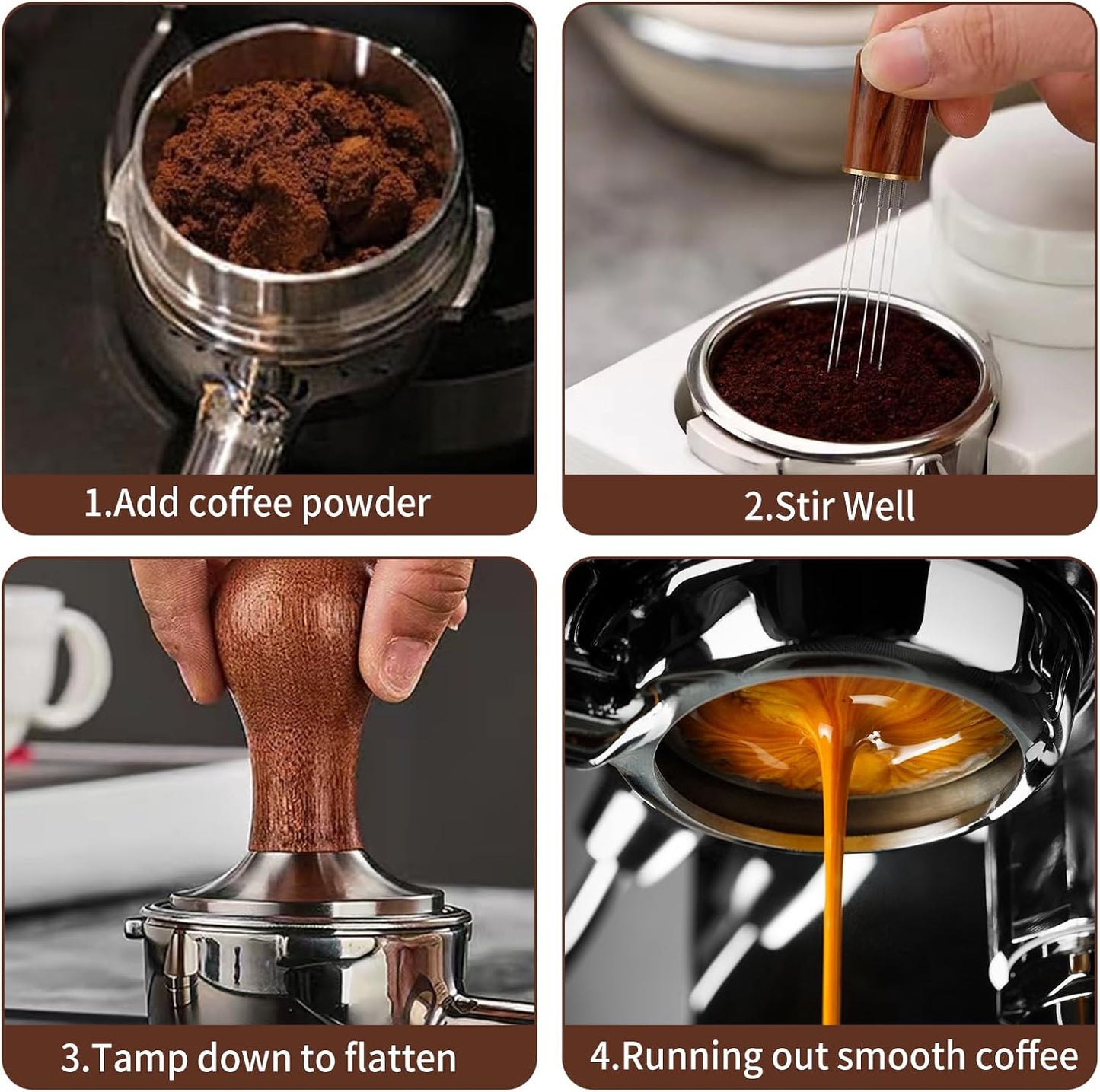 Gmnuiy51mm Coffee Tamper Set 23 PCS, Espresso Accessories Kit Barista Kit,316stainlesss Tamper & WDT Tool,316stainlesss Frothing Pitcher, Stirrer, Tamper Mat, Latte Art Pen Coffee puck screen