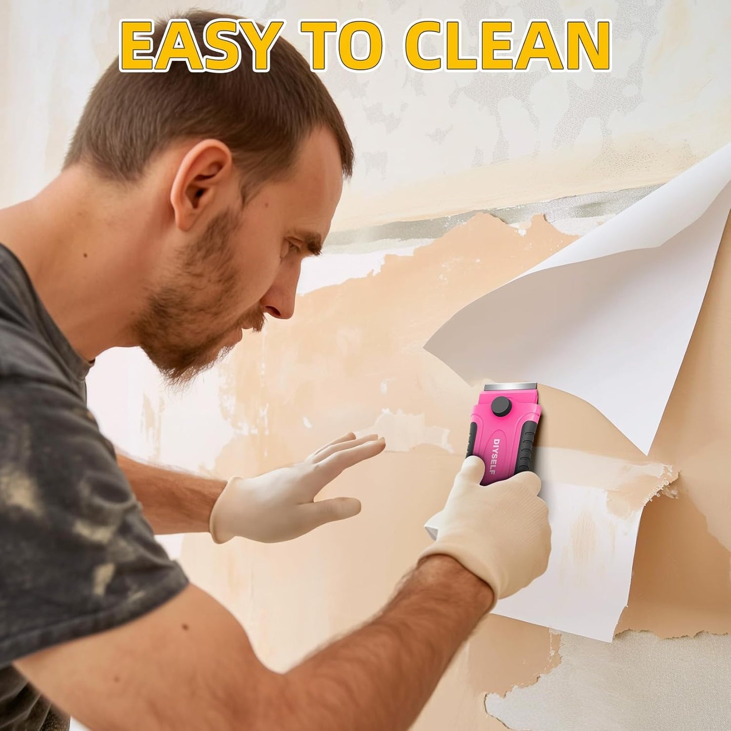 DIYSELF 1 Pack Razor Blade Scraper with 15 Extra Blades, Scraper Tool for Cleaning Window, Paint, Cooktop, Oven, Glass Stove Top Scraper, Razor Scraper with Buit-In Blade Storage (Pink)