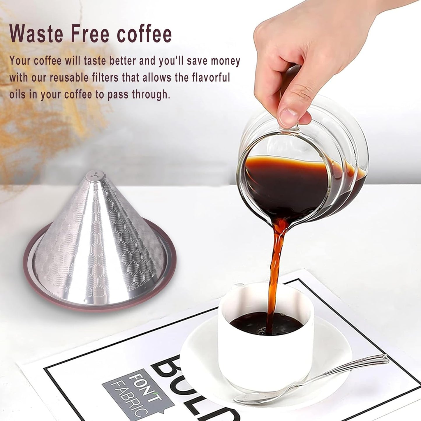 Compatible for Hario V60 & Chemex Pour Over Coffee Filters -MISETTO Reusable Stainless Steel - Best Coffee Maker and Bar Accessories