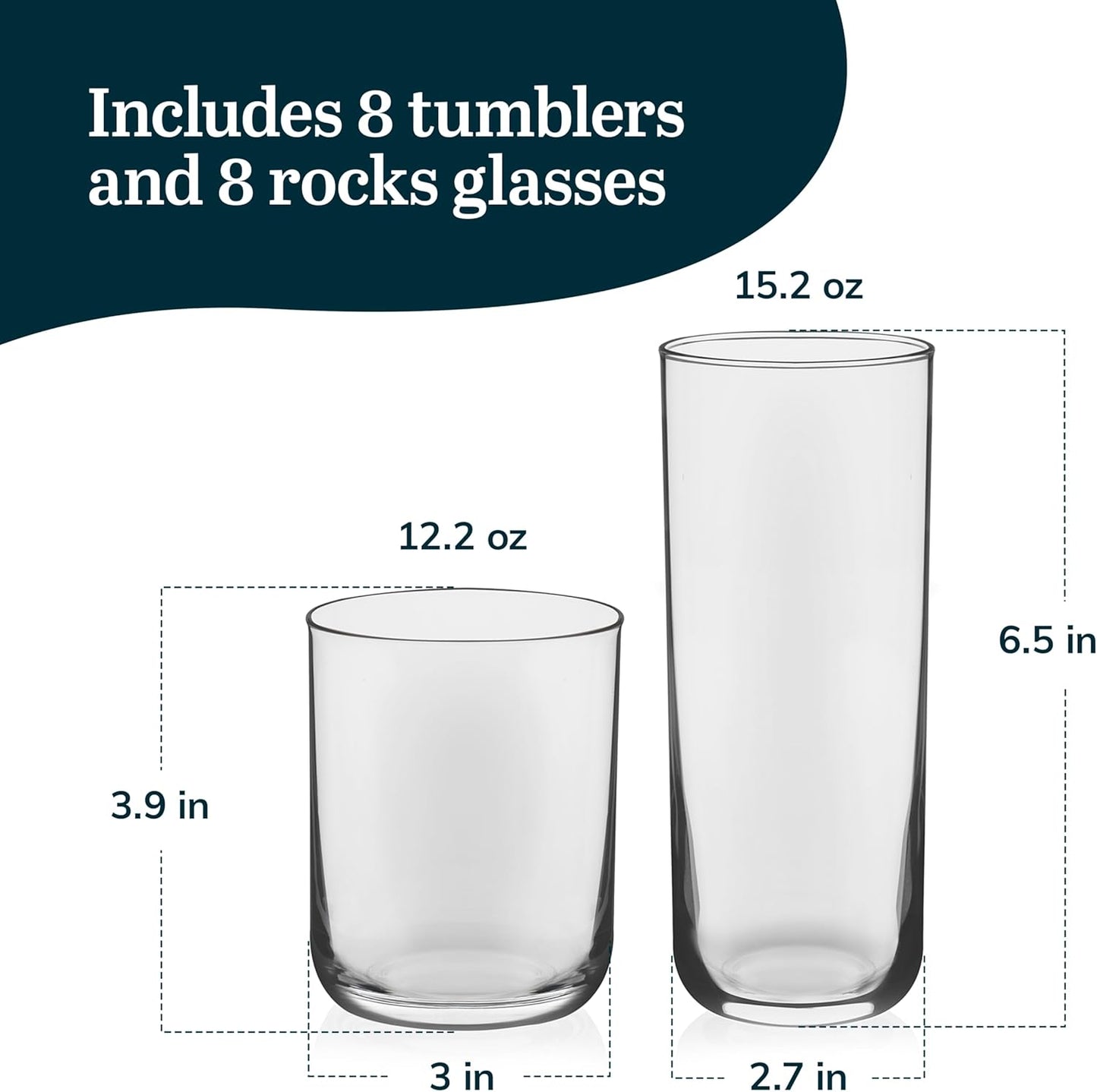 Libbey Lisbon 16-Piece Tumbler and Rocks Glass Set