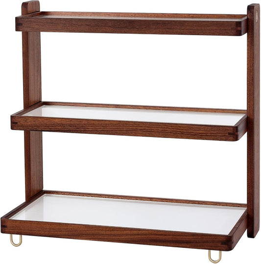 Coffee Mug Holder Wooden Cup Rack,3-Tier Acrylic Home Wood Mug Display Rack for Kitchen Countertops, Coffee Bars, Syrup, Cups, Stirrers