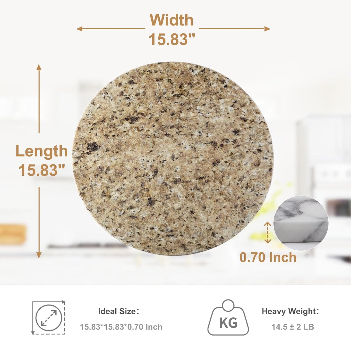 Koville Golden Brown Marble Cutting Board for Kitchen Countertop, 16" Large Marble Serving Tray for Baking, Charcuterie, Pastry, Trivet, Stone Cutting Boards Granite Cheese Board for Kitchen