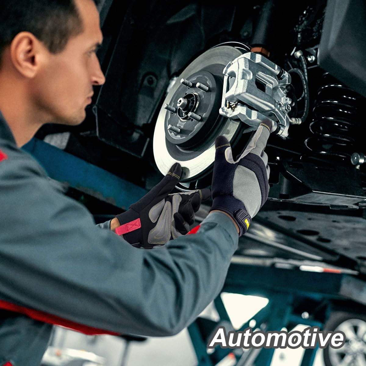 KAYGO Work Gloves For Men, KG125M Mechanic Utility Work Gloves for All Purpose, Excellent Grip, Heavy Duty, Improved Dexterity, Touch Screen,X-Large,Grey