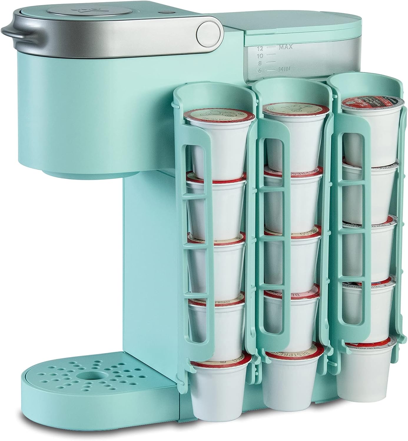 STORAGENIE K Cup Holder for Keurig K-cup,Coffee pod Storage, Side Mount | Wall Mount, Perfect for Small Counters (3 Rows/For 15 K Cups, OASIS BLUE)