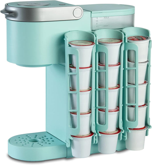 STORAGENIE K Cup Holder for Keurig K-cup,Coffee pod Storage, Side Mount | Wall Mount, Perfect for Small Counters (3 Rows/For 15 K Cups, OASIS BLUE)