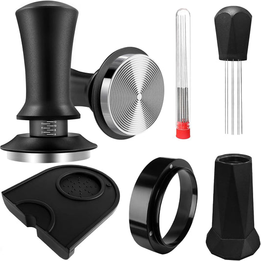 Coffee Espresso Tamper Set, 51mm Espresso Tamper & WDT Tool, Espresso Dosing Funnel, Silicone Gel Coffee Tamper Mat, Espresso Accessories