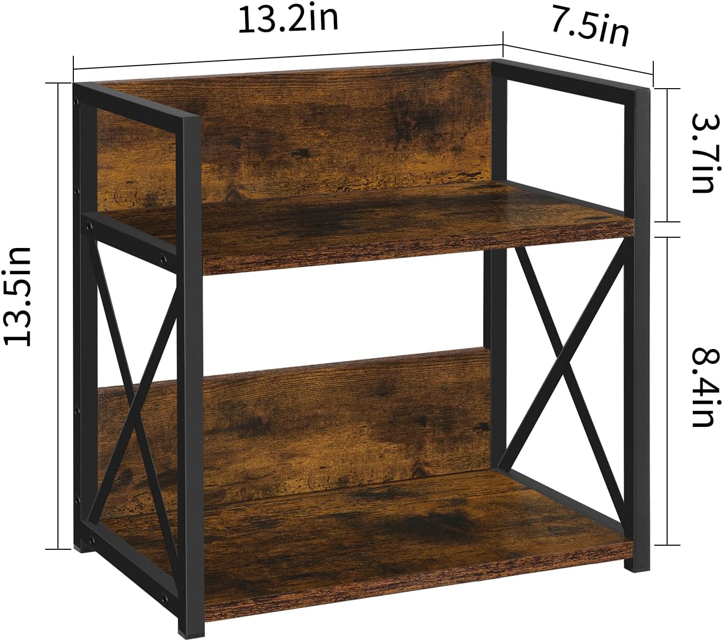 YINMIT Countertop Shelf Organizer,Coffee Bar Accessories,Spice Rack,Coffee Counter Shelf,2 Tier Coffee Organizer Station for Mugs,Cups,Cream,Syrup(Rustic Brown, Medium)