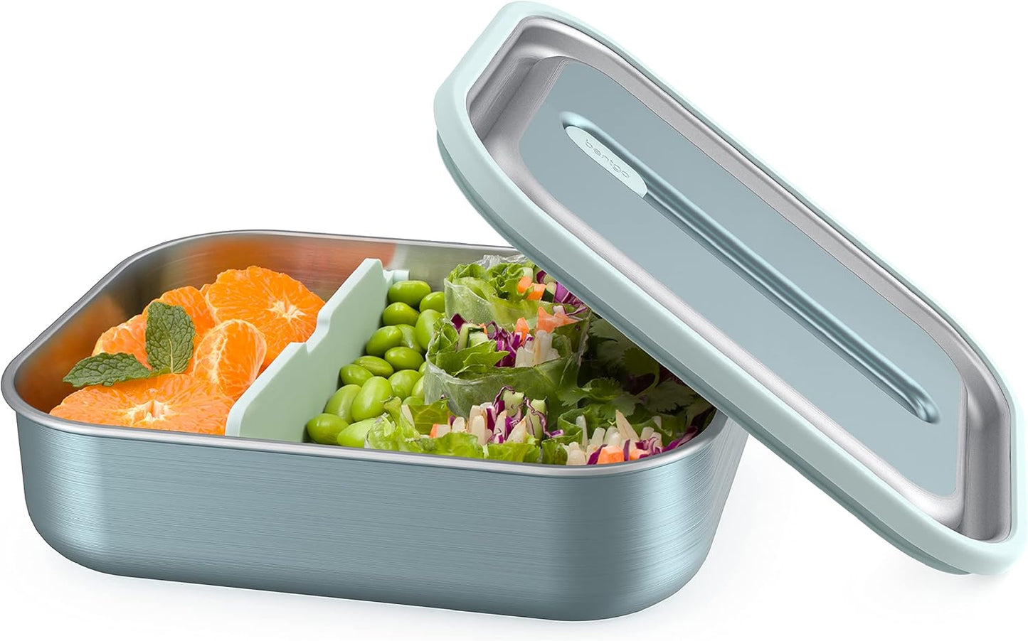 Bentgo MicroSteel Leak-Proof Lunch Box - Microwave-Safe, Oven-Safe, Bento-Style Container with Removable Divider, Airtight Lid, Sustainable Design, Odor & Stain Resistant (Aqua)