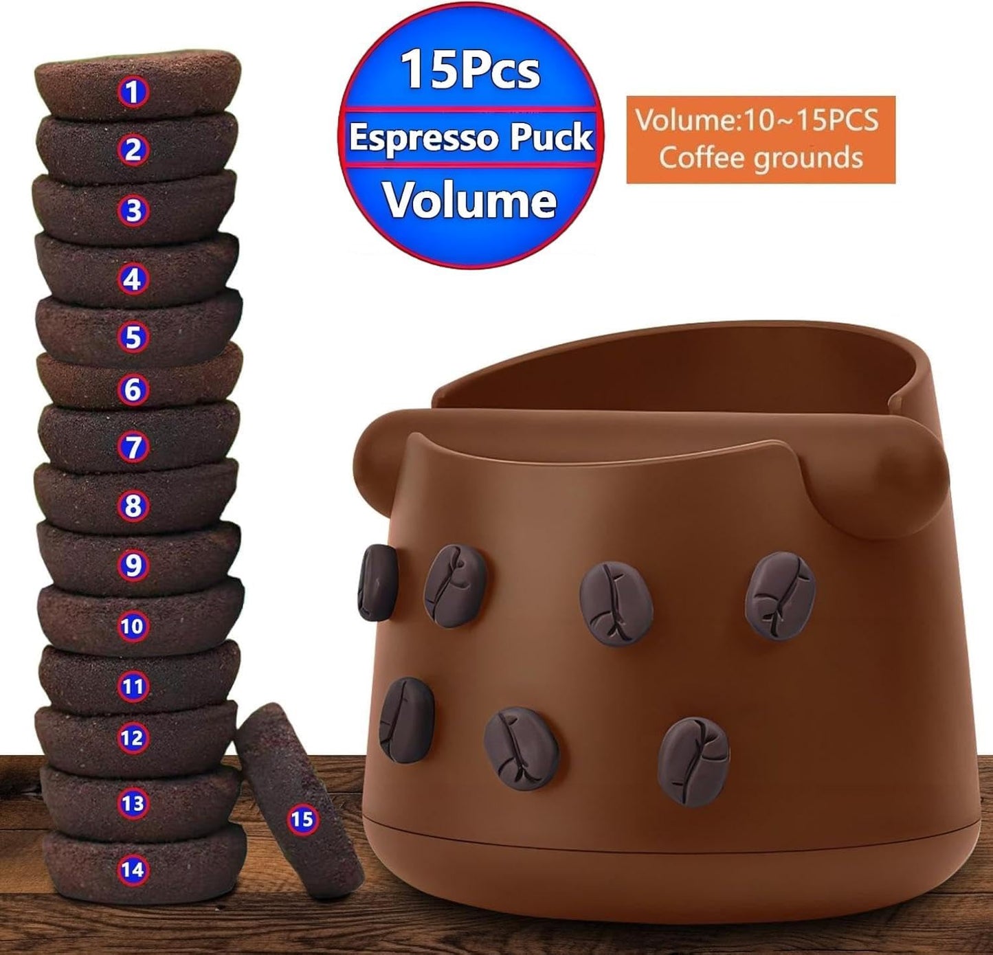 Espresso Knock Box with Barista Towels, Removable Shock-absorbent Knock Bar & Non-Slip Base - Knock Box Espresso, Knock Box for Coffee Grounds, Espresso Machine Accessories, Brown, JDHAVMOS