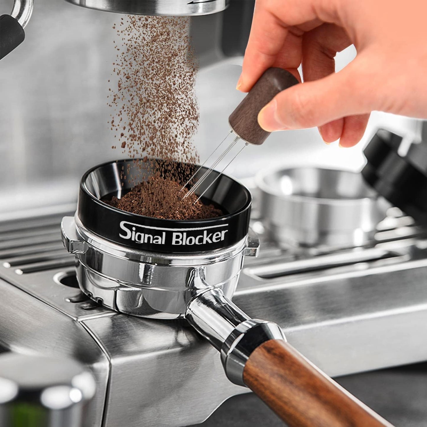 54mm Espresso Dosing Funnel: Coffee Dosing Funnel for Breville - 54mm Portafilter Funnel Magnetic Coffee Dosing Ring Aluminium Metal | Espresso Machine Accessories Bundle Including Espresso WDT Tool