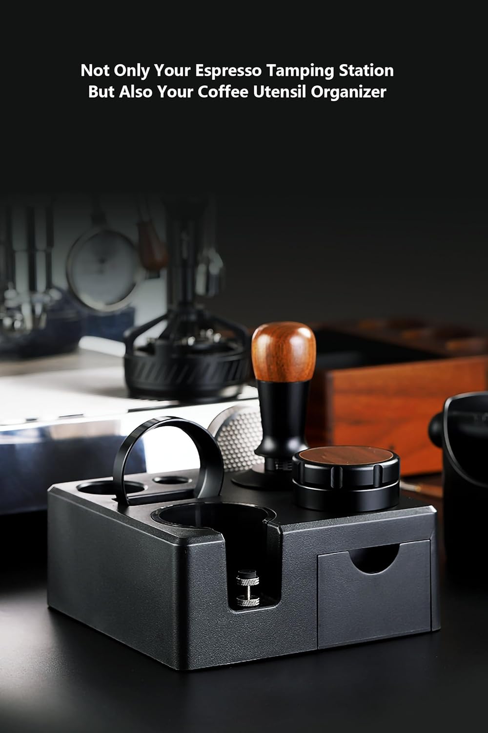 Coffee Tamper Mat Silicone Corner Tamping Mat (Coffee Tamping Station Black)