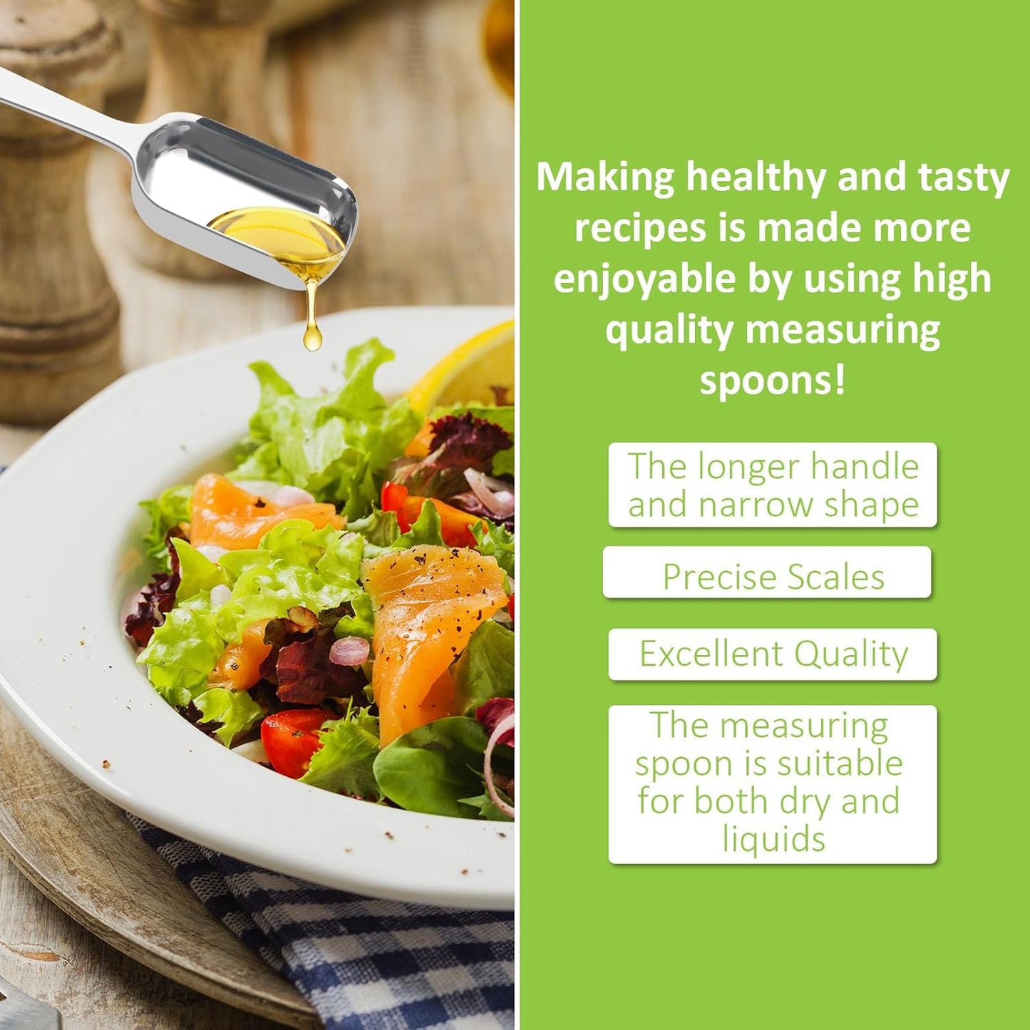 2 Pcs 1/8 Teaspoon (0.63 mL | 1/8 Tsp | 0.63 cc | 1/64 oz) Stainless Steel Single Measuring Spoon, Long Handle Metal Measuring Spoon, Kitchen Gadgets for Cooking & Baking