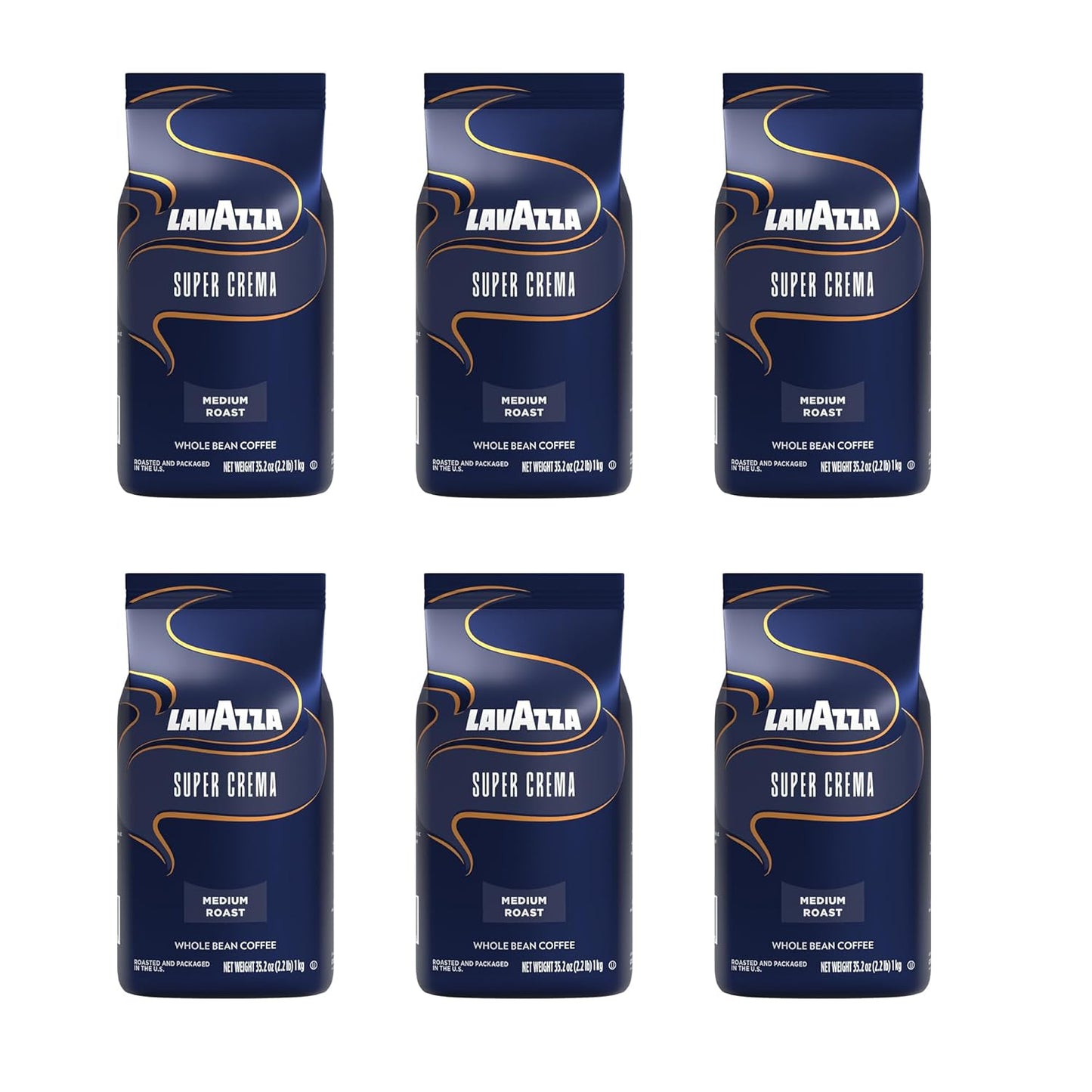 Lavazza Super Crema Whole Bean Espresso Coffee, 2.2lb Bag, Vacuum-Packed