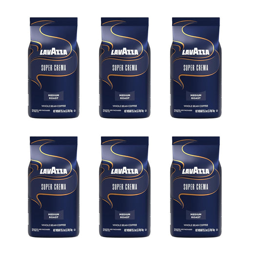 Lavazza Super Crema Whole Bean Espresso Coffee, 2.2lb Bag, Vacuum-Packed
