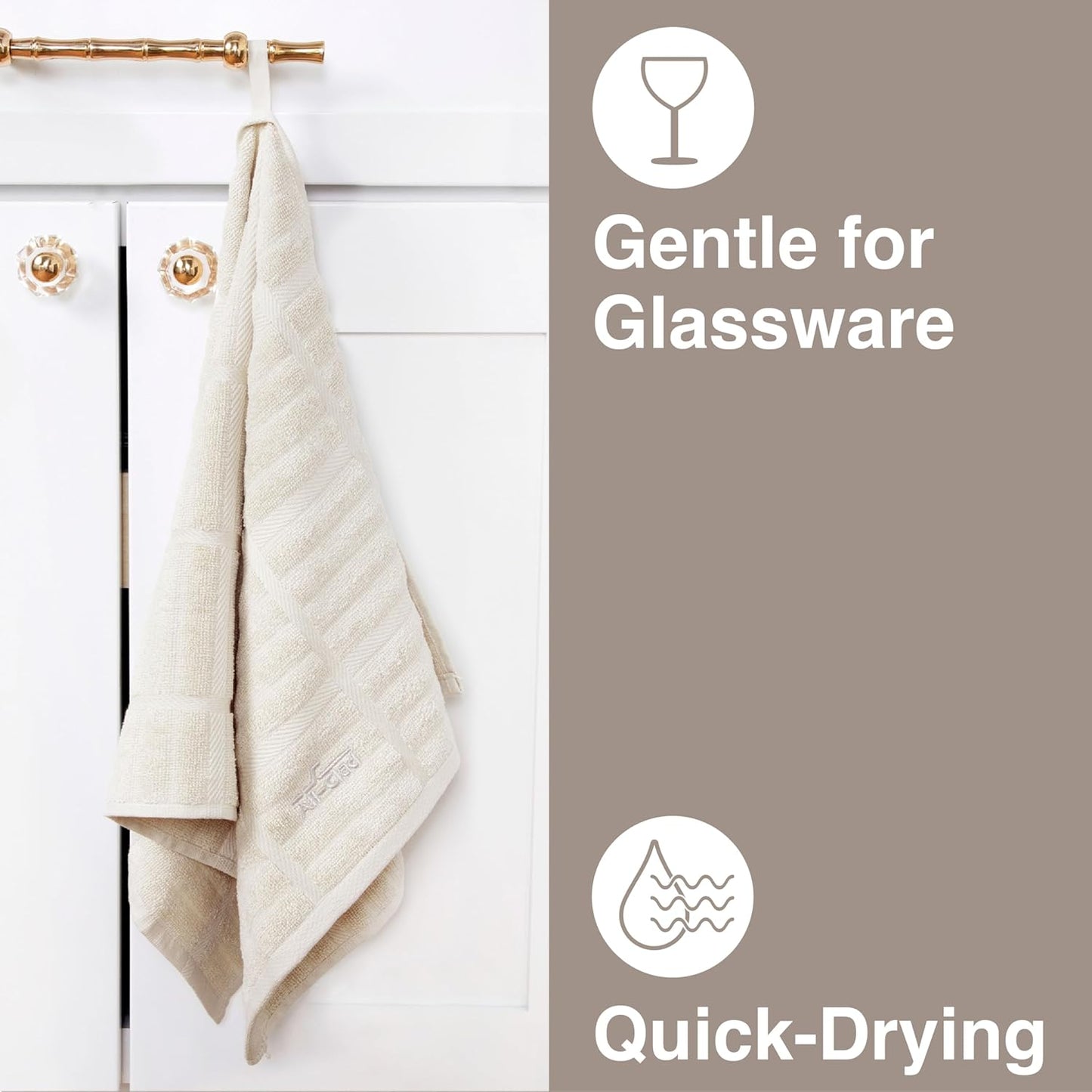 All-Clad Solid Kitchen Towel: Highly Absorbent, Super Soft Long Lasting - 100% Cotton, 17"x30" Tea Towel for Cleaning & Drying Dishes, Pans, Glassware, or Countertops, (1-Pack), Almond