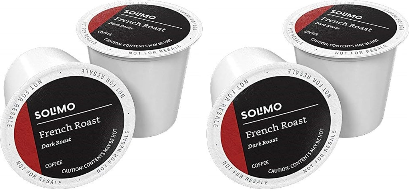Amazon Brand - Solimo Dark Roast Coffee Pods, French Roast, Compatible with Keurig 2.0 K-Cup Brewers, 100 Count (Pack of 2)