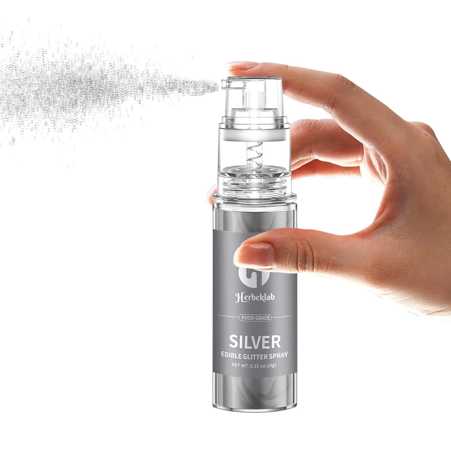 Silver Edible Glitter Spray - 10g Edible Silver Glitter for Cakes Food Grade Metallic Shimmer Powder Cake Sprinkles for Cookie Decorating Chocolate Strawberry