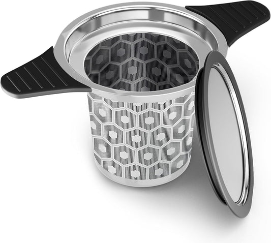 Reinmoson Extra Fine Mesh Tea Strainers & Filters for Loose Tea Single Cup, 304 Stainless Steel and Food Grade Silicone Loose Leaf Tea Steeper for Black Tea, Coffee, Rooibos, etc