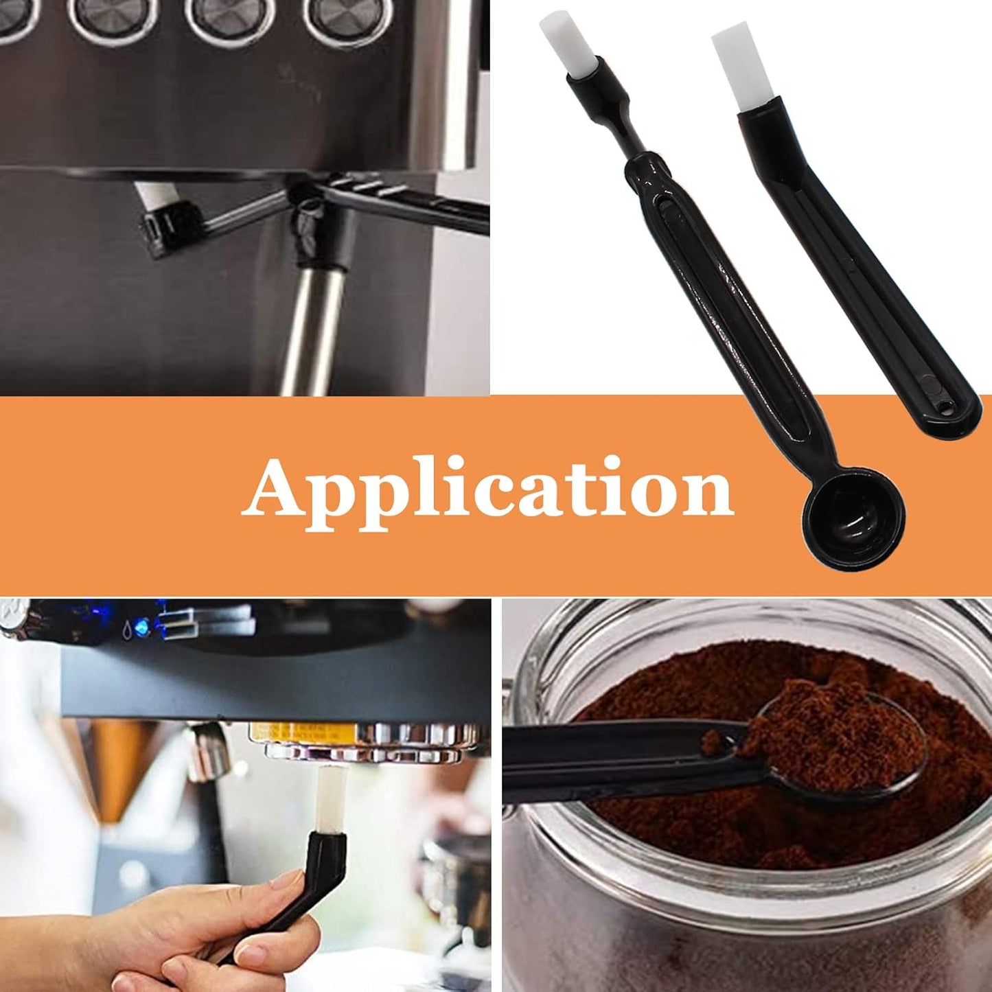 Coffee Machine Cleaning Brush, Nylon Espresso Machine Brush Coffee Cleaning Tool Set with Spoon for Espresso Machine Group Head, Pack of 3