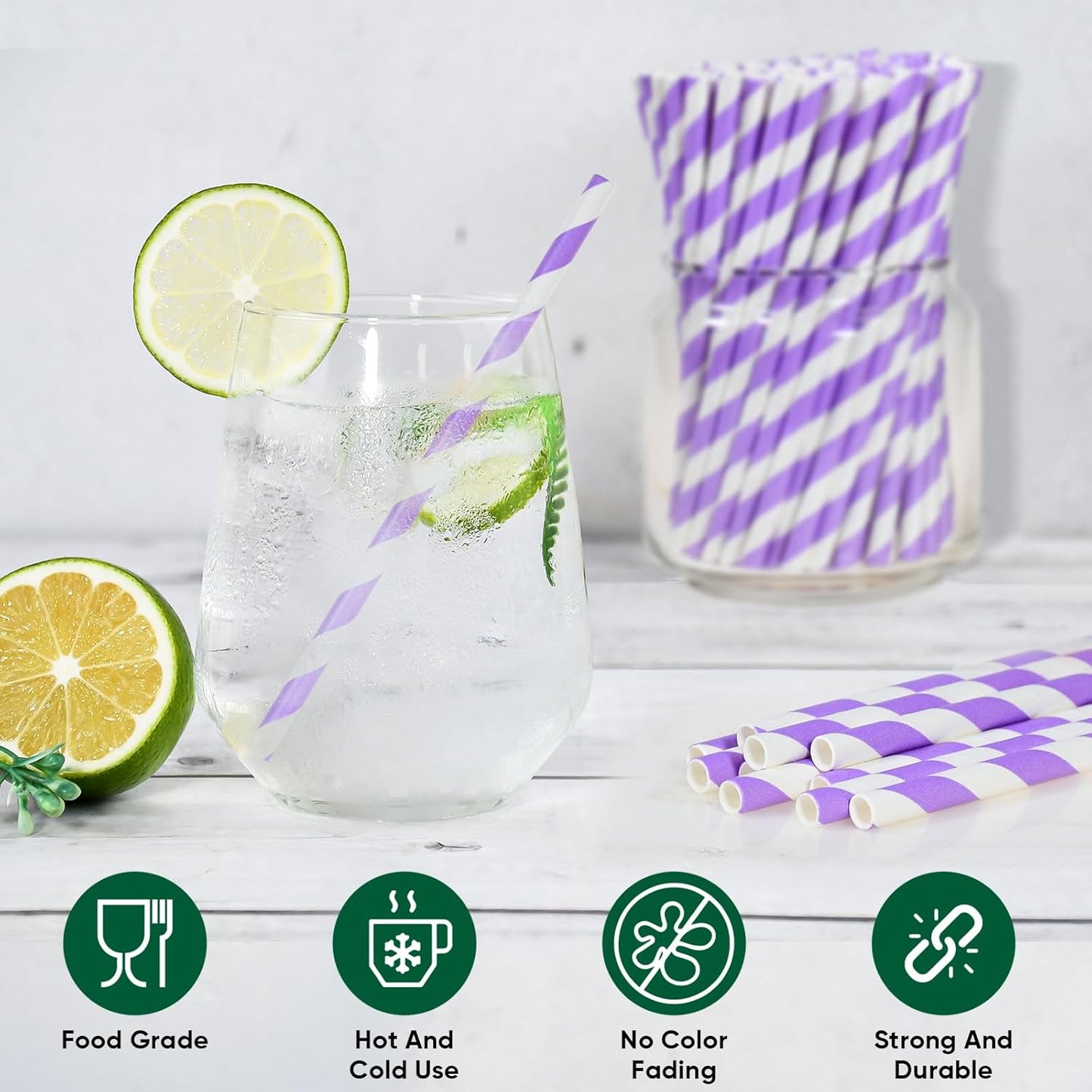 Small Purple Paper Cocktail Straws, 5.75 inch, 500 counts, Disposable Short Sipping & Stirring Straws - Biodegradable