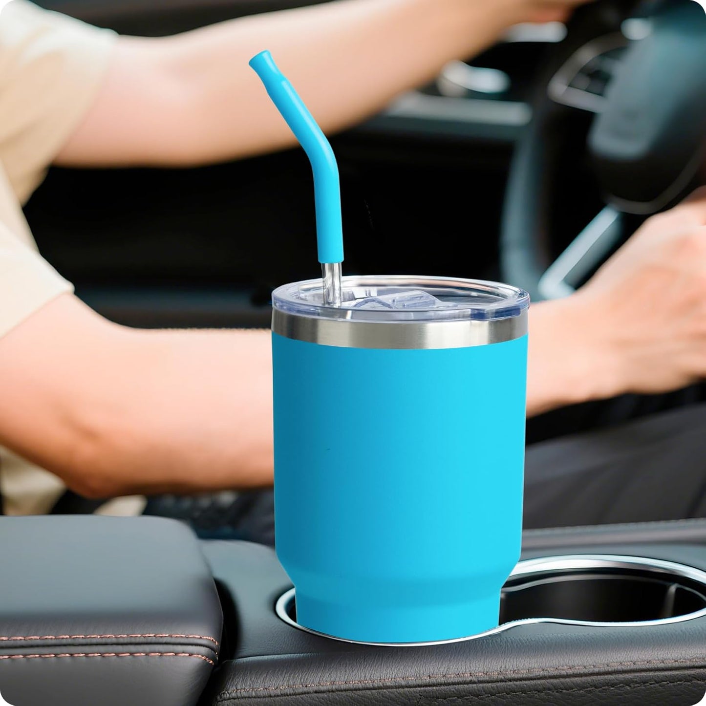 Metal Straws with Silicone Tip for 42 oz YETI Tumbler, 4 Pcs Reusable Stainless Steel Straws for 42 oz YETI, 30oz Stanley Cup(Color 2)