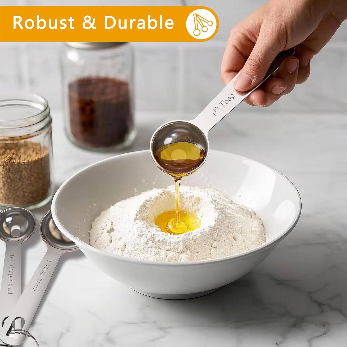 TILUCK Stainless Steel Measuring Spoons Set,Coffee Scoop Spoon,Kitchen Gadgets for Cooking & Baking,Set of 6