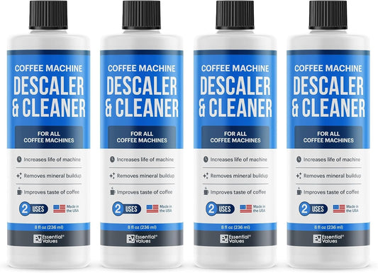 Essential Vales Descaling Solution (8 Uses) Coffee Machine Descaler Cleaner - Compatible with Breville Keurig Nespresso Delonghi - Liquid To Descale Coffee & Espresso Machines