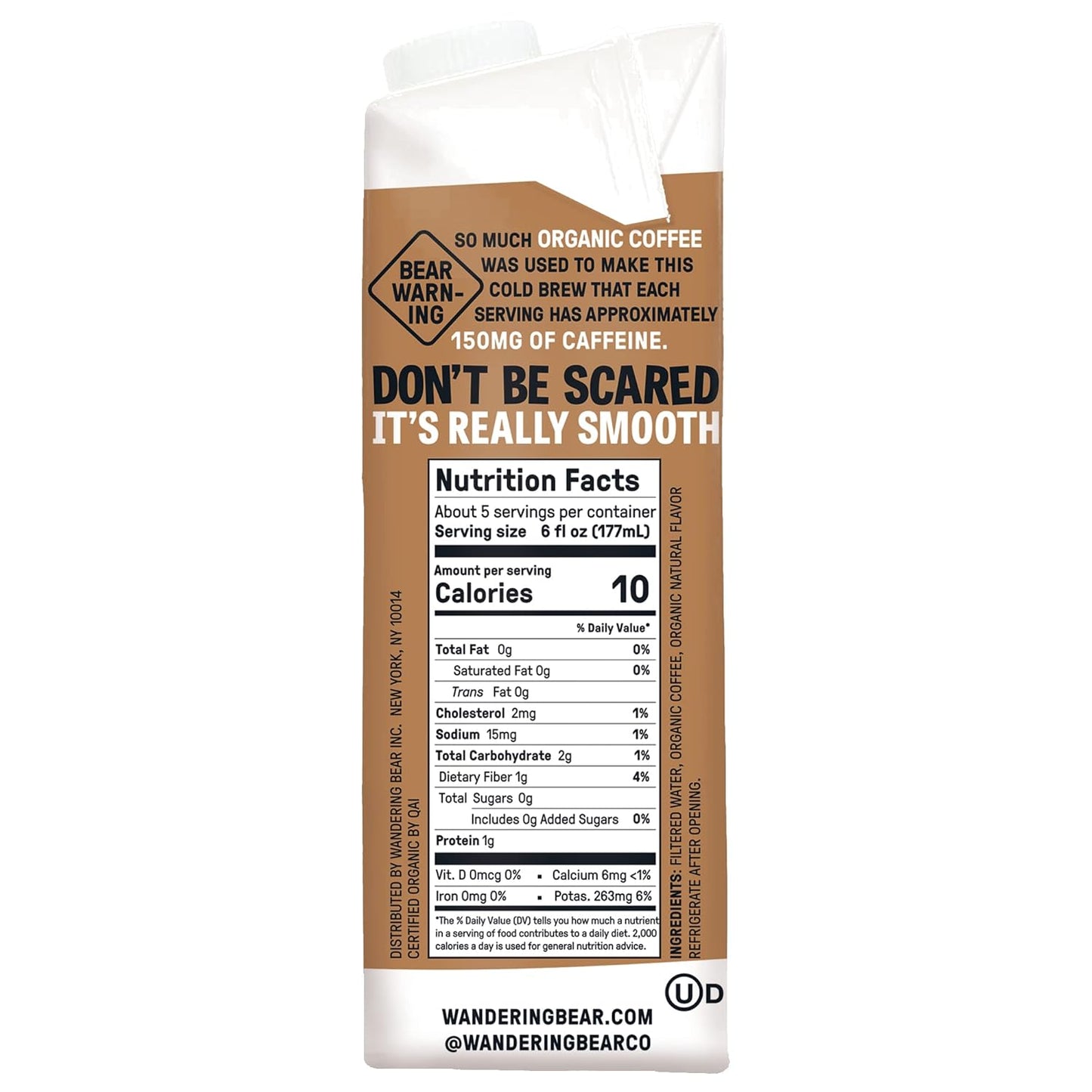 Wandering Bear Organic Cold Brew Coffee, Variety Pack, 32 fl oz (3pk - Black, Mocha, Vanilla) - Extra Strong, Bold, Smooth, Unsweetened, Shelf-Stable, Ready to Drink, Iced Cold Brewed Coffee Drinks