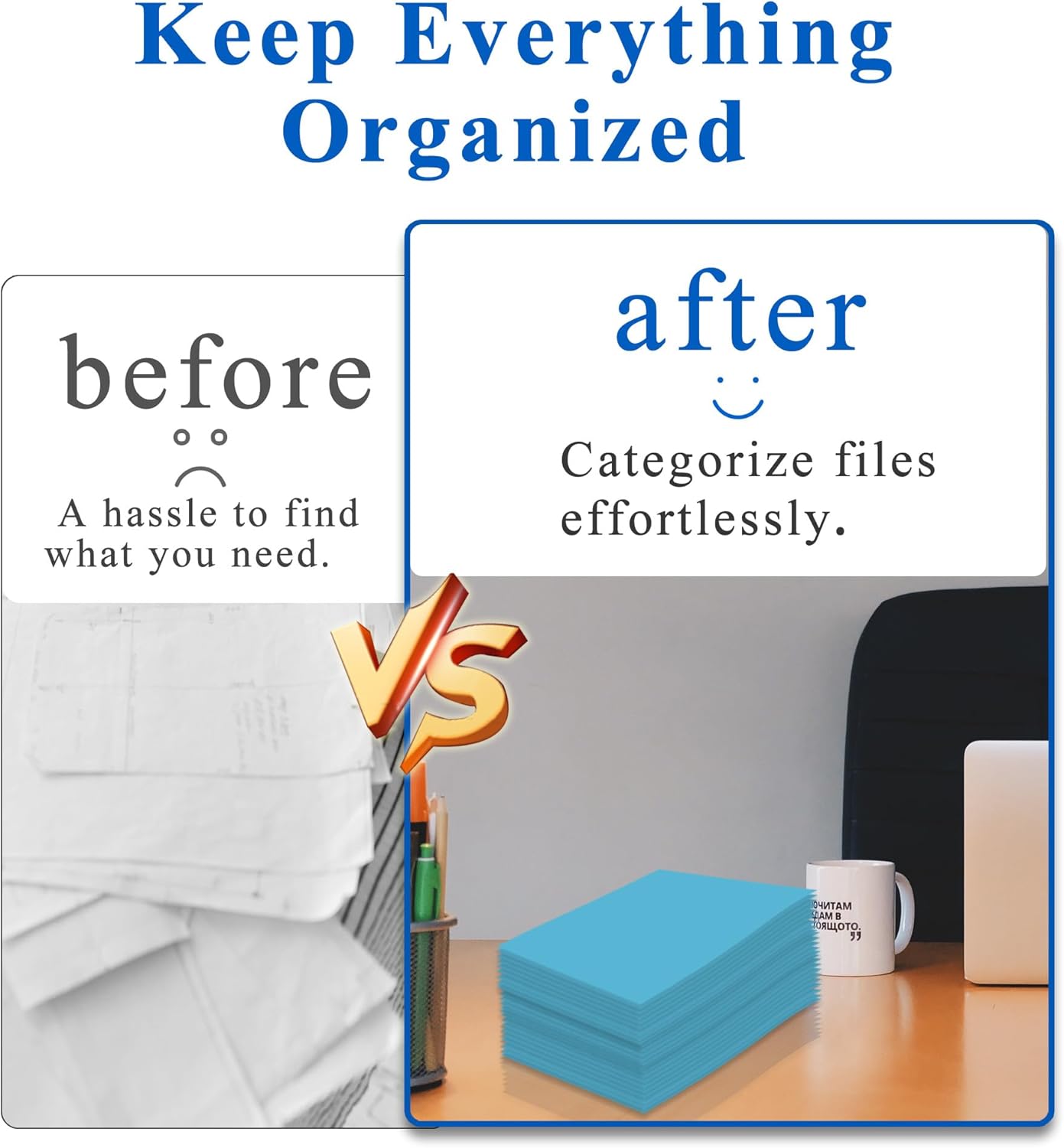 Zzrywuty File Folders with Pockets Letter Size, 50-Pack Paper Folders with Card Slot, Two Pocket Folders for School Students, Businessmen, Home and Office Workers（Light Blue）