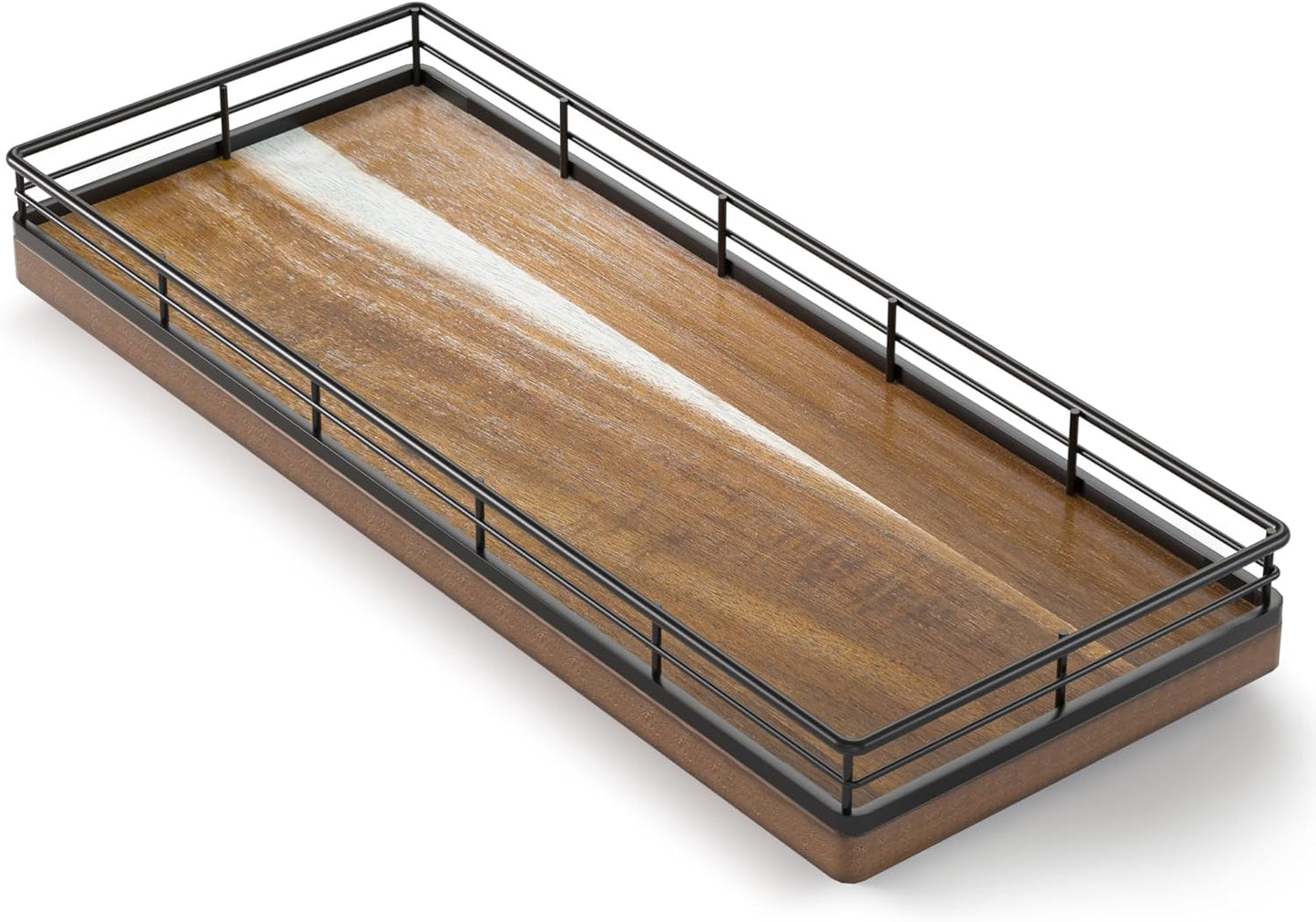 Acacia Wood Bathroom Vanity Tray, 11" L Small Countertop Tray for Dresser, Table, Kitchen Counter, Coffee Bar