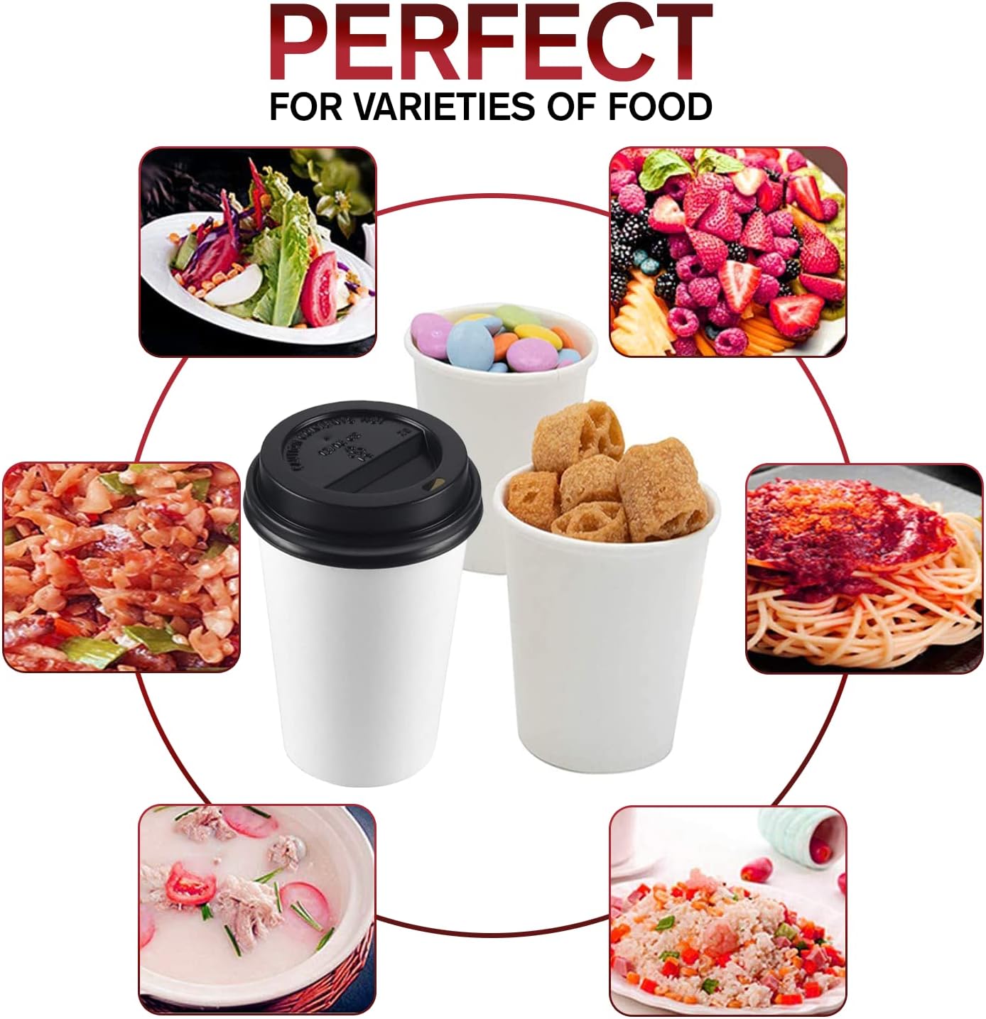 Smygoods White Disposable Paper Coffee Cups with Lids (12 OZ, 100 Count) For Hot Beverages, Tea, Espresso, Cocoa - To Go Drink Containers, Café & Office