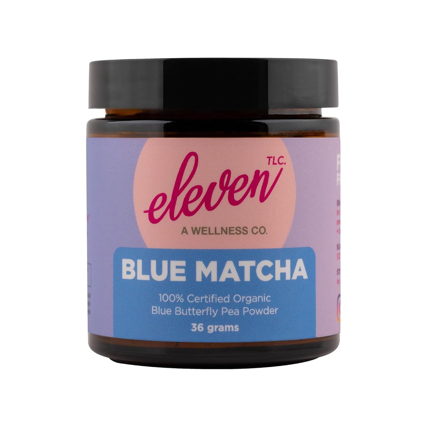 Eleven TLC, Blue Matcha Powder, Butterfly Pea Flower Powder, Matcha Blue Tea, Blue Matcha Latte, Caffeine Free Matcha, Glass Jar, 18 Servings