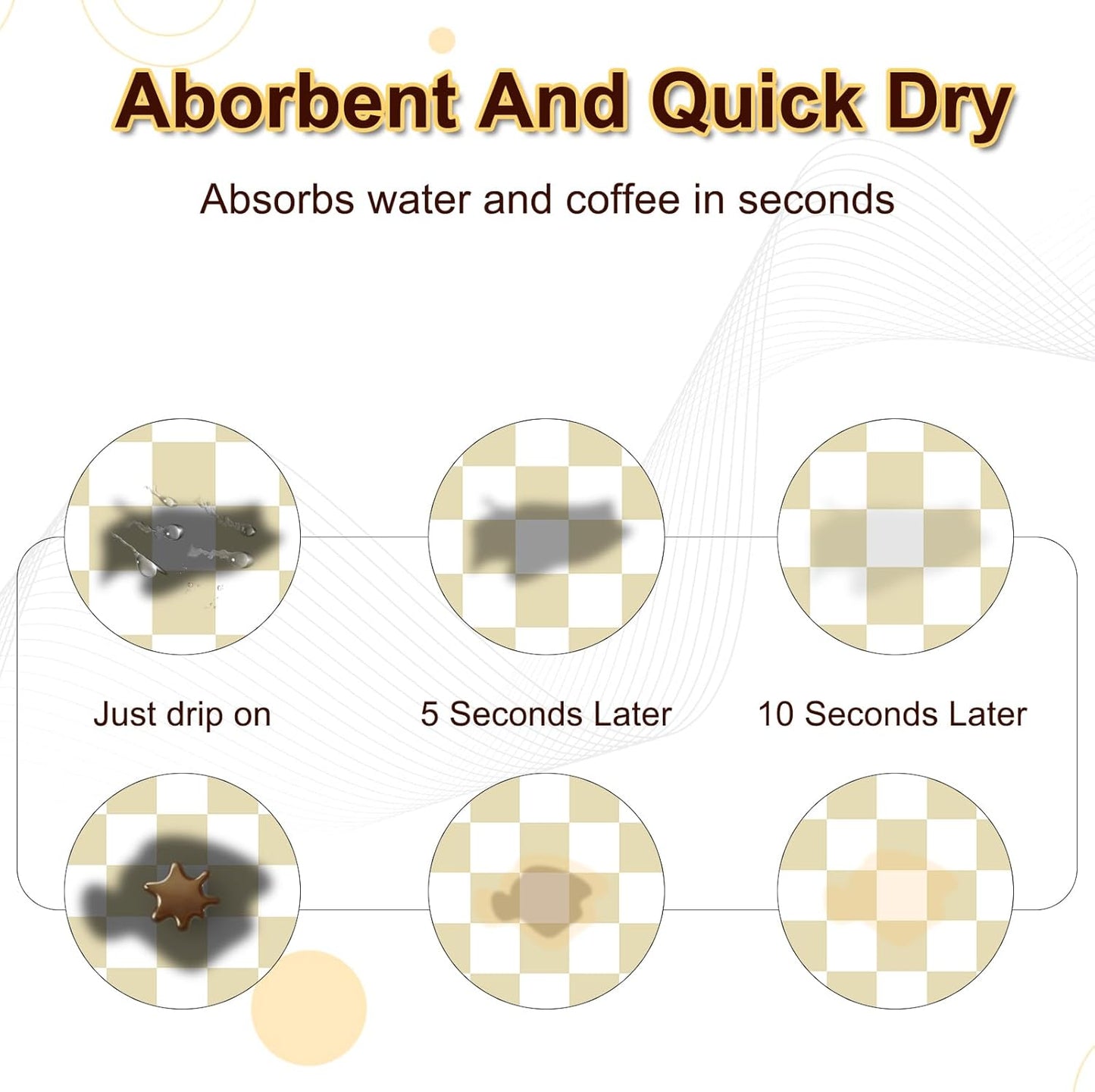 Dish Drying Mat for Kitchen Counter, 16.5’’ X 27.6’’ Checkered Large Coffee Station Mat, Super Absorbent Fit Under Coffee Maker Pad, Espresso Machine Mats, Drainer Mat Easy Clean, Beige & White