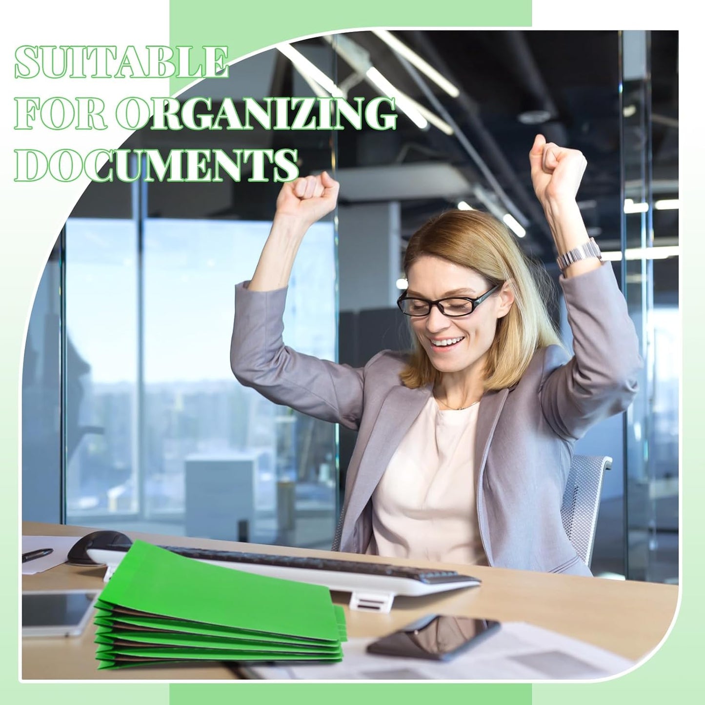 60 Pcs Classification Folders Letter Size, 2 Divider Pressboard File Folders with 3. 5 Inch Expansion, 2 Prongs Fastener, Heavy Duty Office File Organizers for Teachers, Medical (Green)