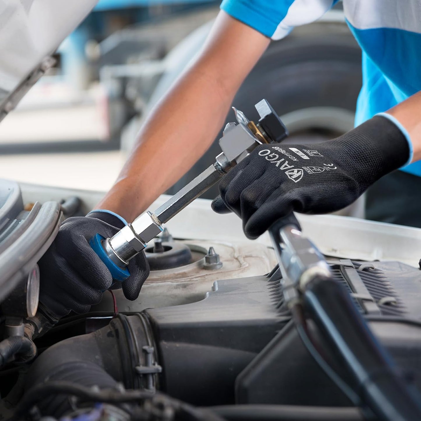 KAYGO Safety Work Gloves PU Coated,12 Pairs KG11PB Seamless Knit Glove for Men and Women, with Smooth Grip on Palm and Fingers, Ideal for General Duty Work (Medium, Black)