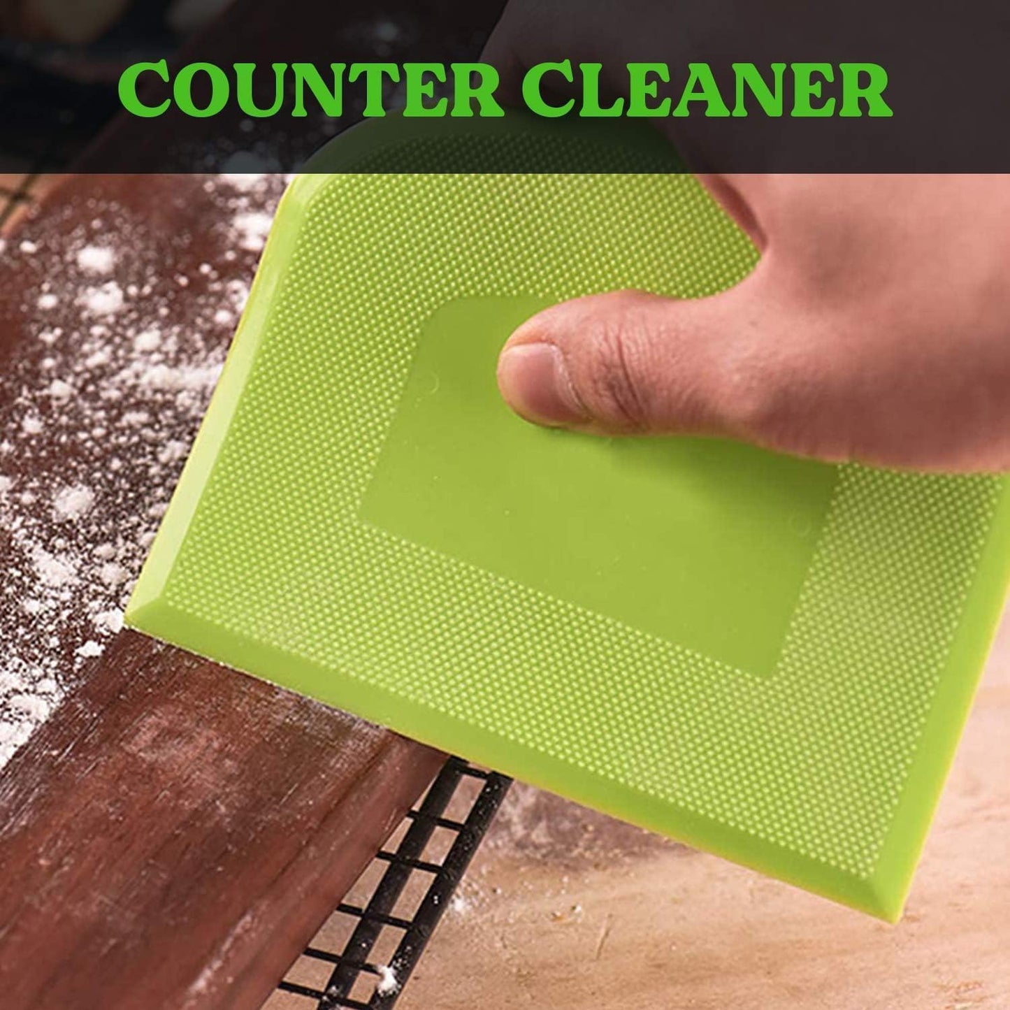 SURDOCA Dough Scraper Bench Scraper - 3P 5.9x4.3" Plastic Flexible Bowl Scraper, Sharp Edge & Angles Cake Scraper. Non-Slip Bakeware Decorating Tools Sculpting & Modeling Tools - Green+Yellow+Green