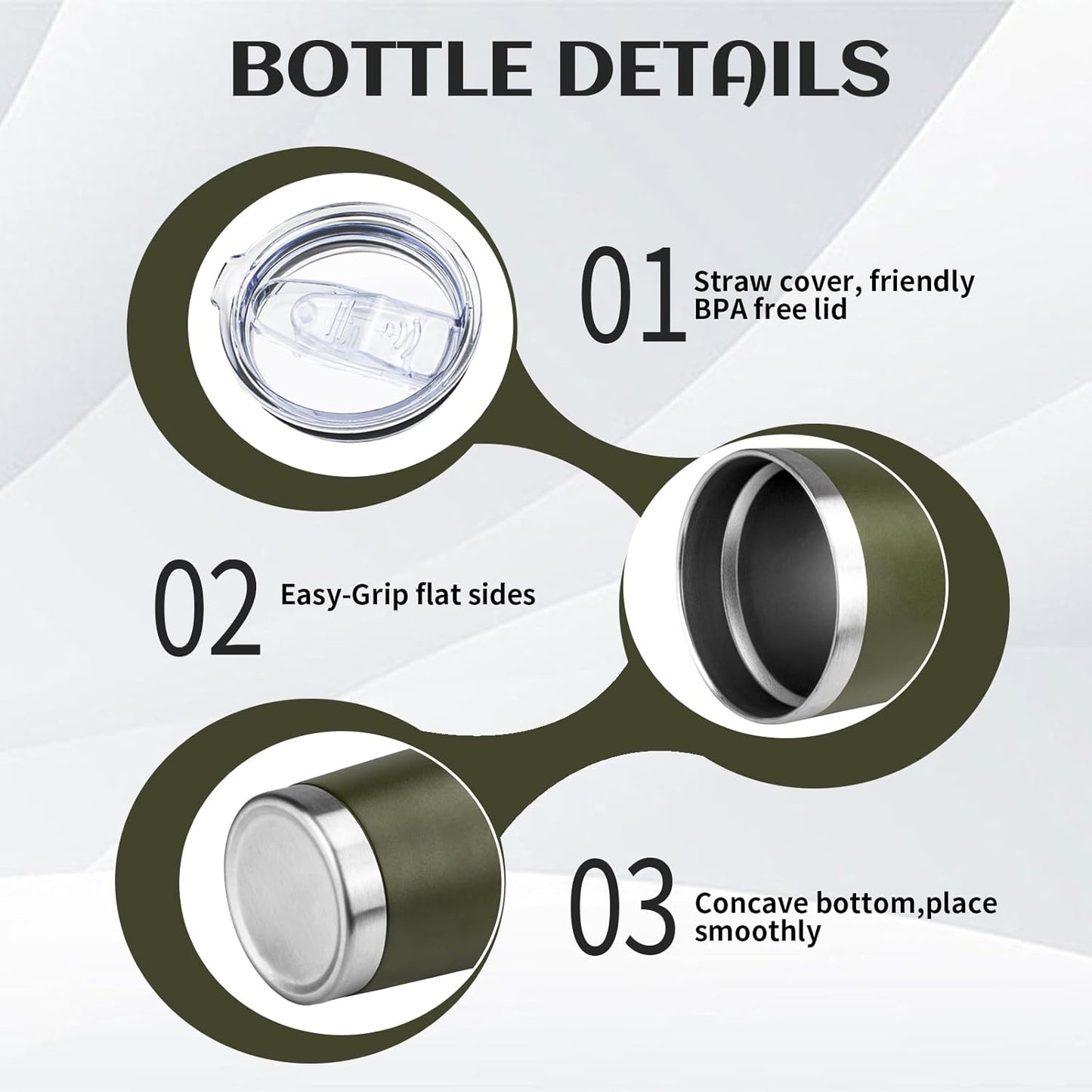 20oz Tumbler Bulk with Lid and Straw, Stainless Steel Double Wall Vacuum Insulated Travel Mug, Powder Coated Coffee Cups for Hot and Cold Drinks,Funny Gifts for Women Men(Navy Green,4)