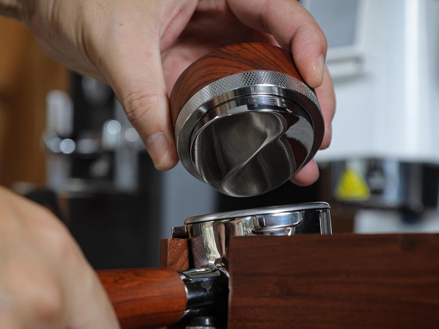 54mm Espresso Distribution Tool Stainless Steel Adjustable Rosewood Coffee Distributor Compatible with Breville Espresso Machine Accessories