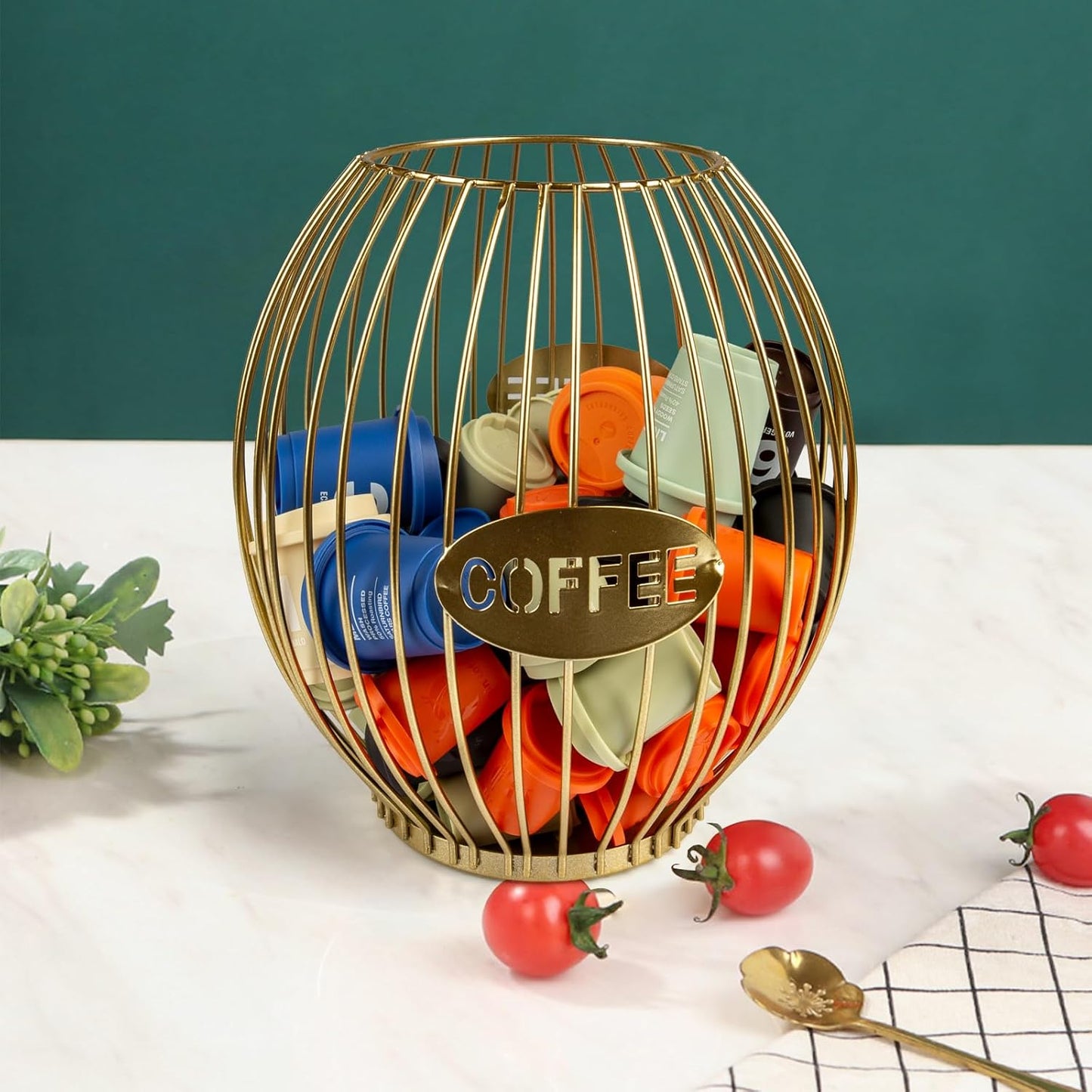 Stainless Steel Elliptical Cup Coffee Basket pods holder Sturdy for Home or Office Kitchen Counter Organizer Espresso Capsule (Black)