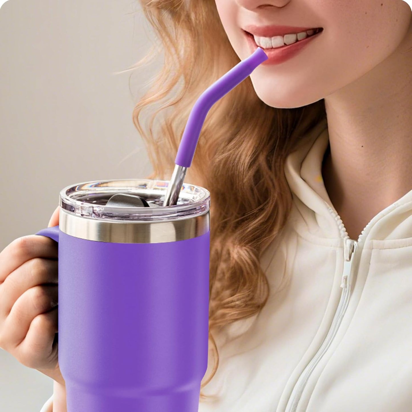 Stainless Steel Straws for 42 oz YETI Tumbler, 4 Pcs Metal Straws Reusable with Silicone Tip for 42 oz YETI, 30oz Stanley Cup(Color 1)