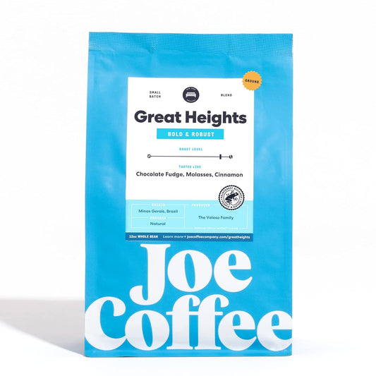 Joe Coffee Company (NYC Roaster), Great Heights Ground Specialty Coffee, 12 oz Bag, Rainforest Alliance Certified, Kosher, Climate Friendly