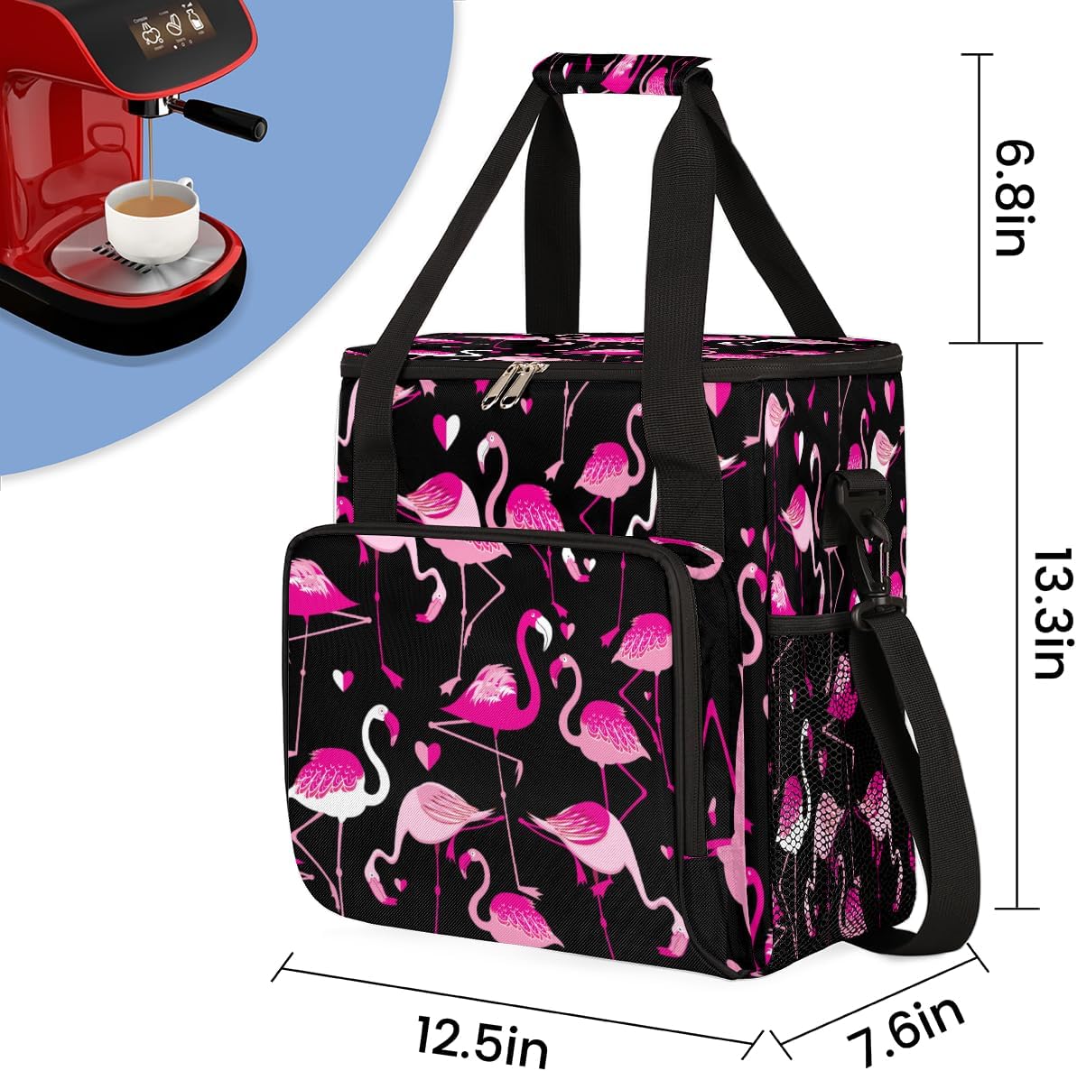 cfpolar Coffee Maker Storage Bag, Waterproof Travel Carrying Storage Tote Bag Organizer Case, Compatible with K-Mini or K-Mini Plus, And Suitable for Other Accessories， With Pockets for K-Cup Pods