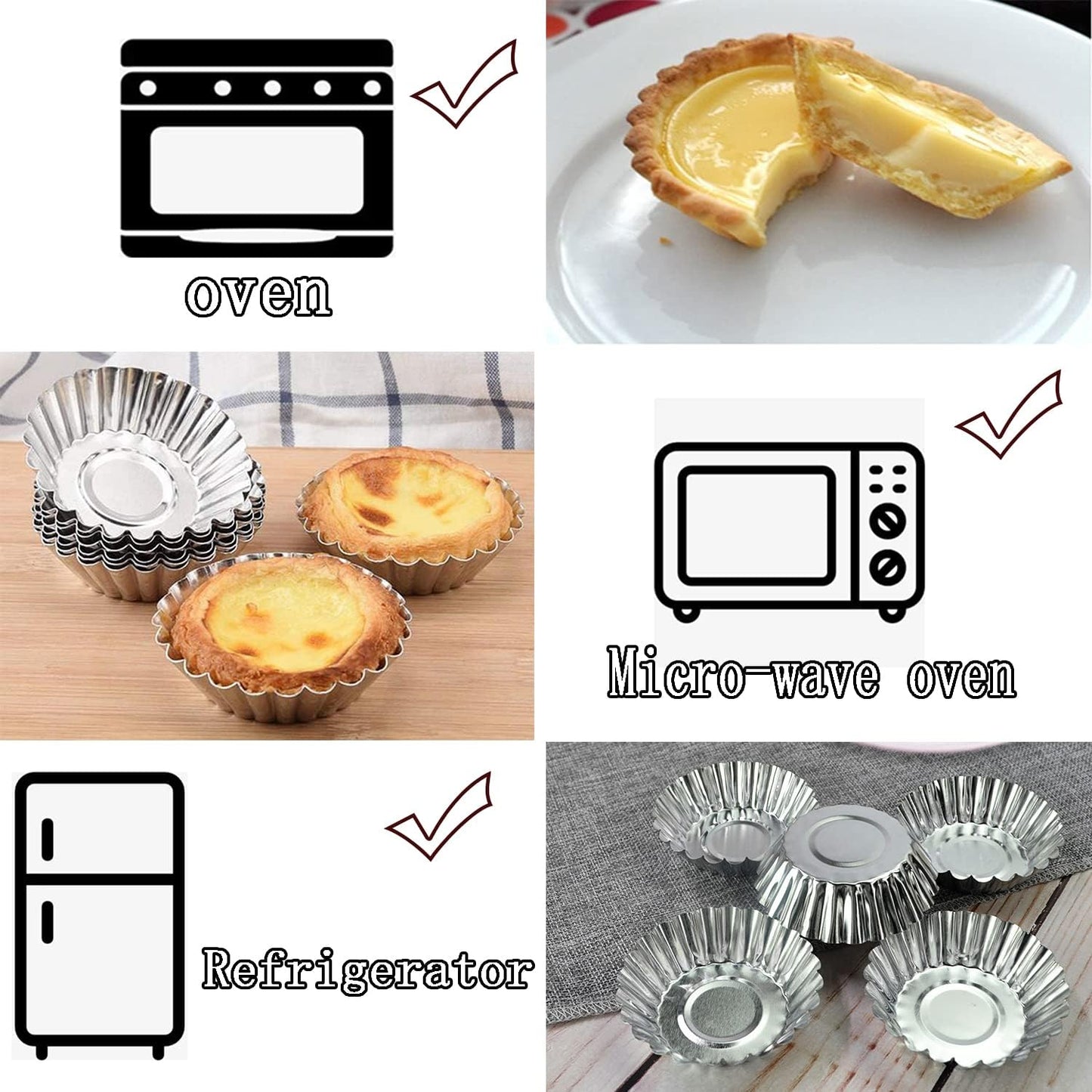 Egg Tart Molds 32Pack Tart Pan 2.75inch, Mini Tart Tins Aluminium Mini Tart Pans for Baking (32Pack-2.75inch)