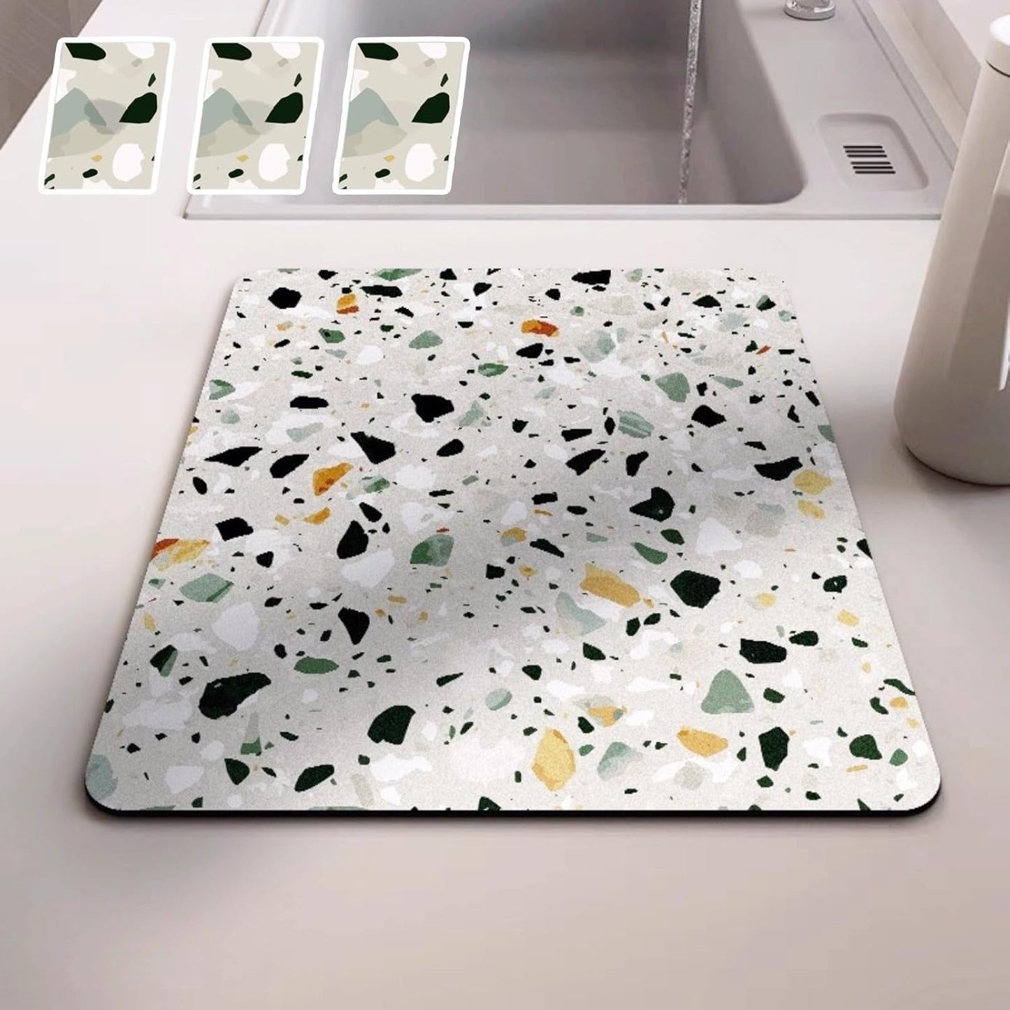 Dish Drying Mat - Absorbent Countertop Mat for Coffee Maker, Expresso Machine, Kitchen Use (03,16''×20'')