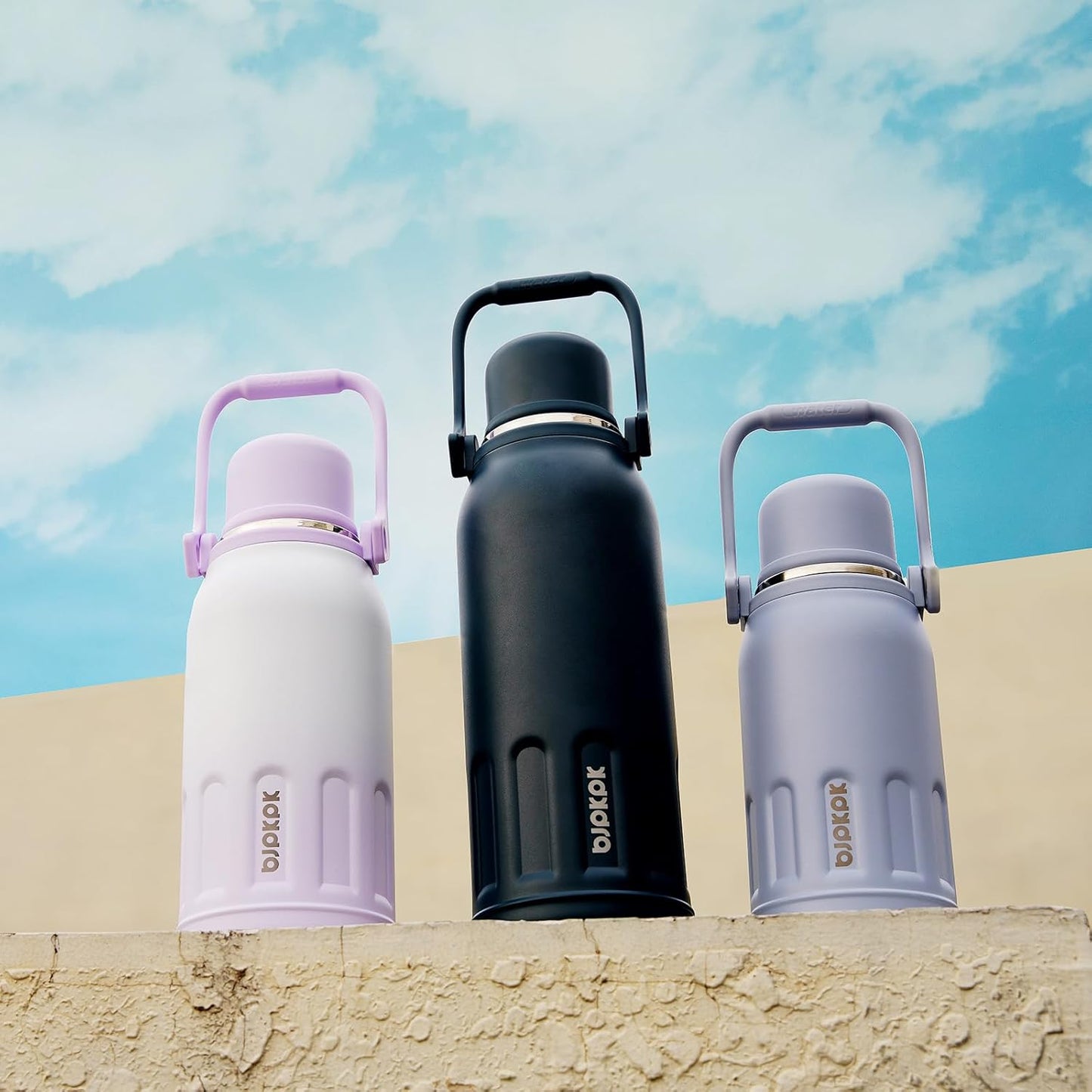 BJPKPK Insulated Thermos Water Bottle with Handle and Lid 27oz Stainless Steel Water Bottles for Cold and Hot Beverages,TealBlack