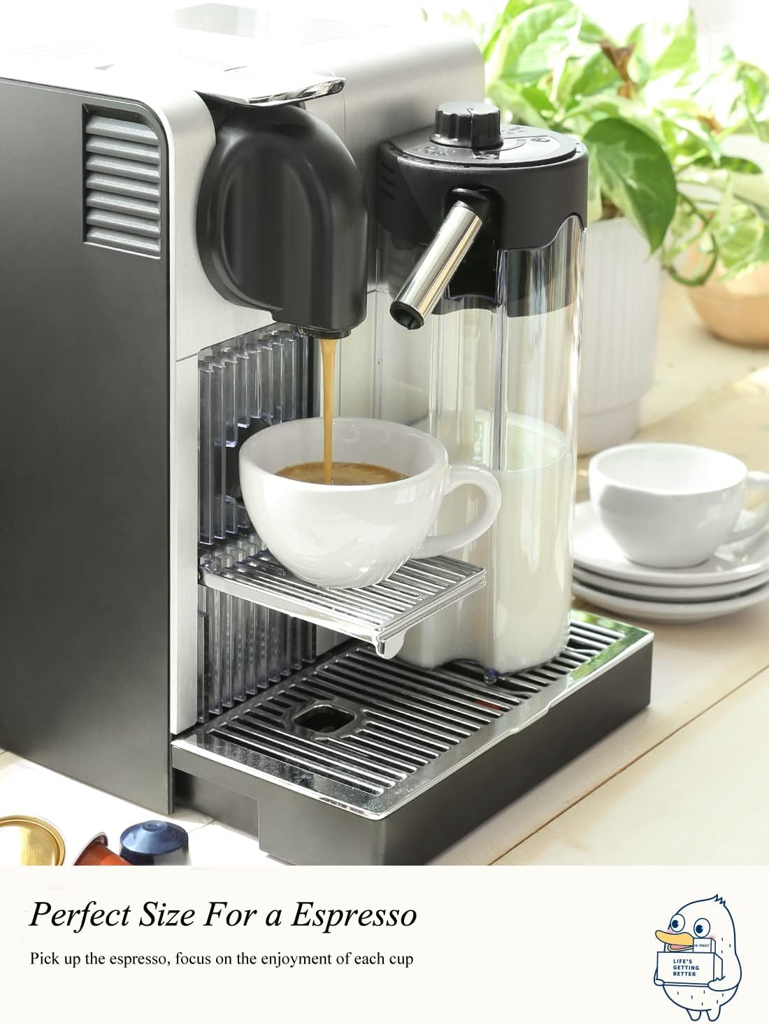 LE TAUCI 3 oz Espresso Cups with Saucers, Demitasse Coffee Cup for Shot, Lungo, Ristretto - 3 inch, Set of 4, White