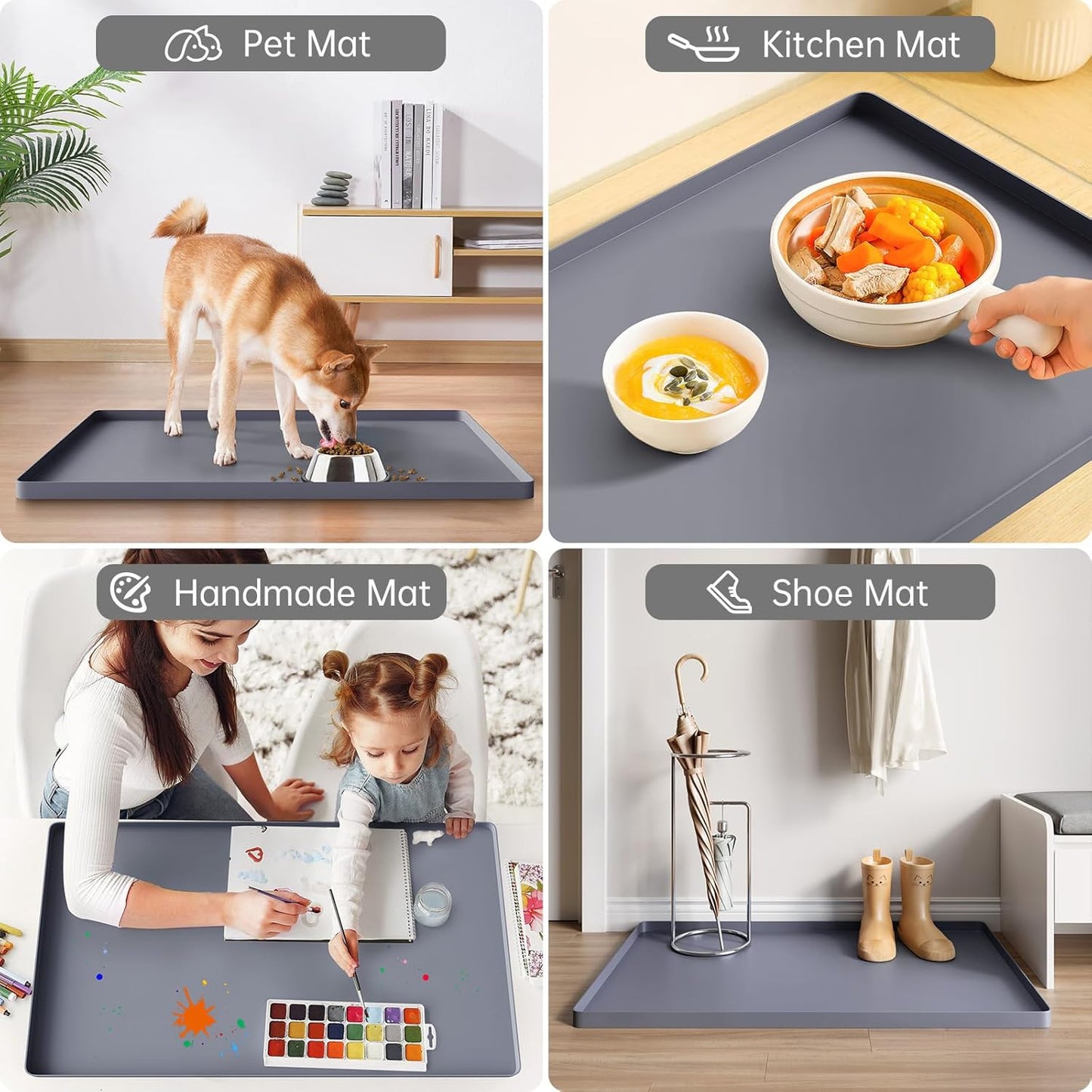 FLATO Waterproof Under Sink Mat 31" x 19" Shelf Liner for Kitchen and Bathroom, Cabinet Protector, Organizers and Storage, Flexible Silicone Drip Tray